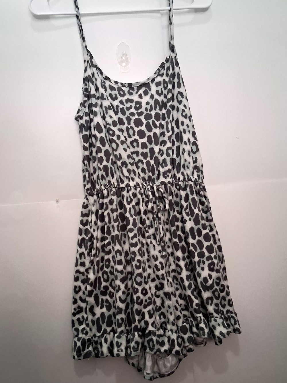 LOVELY MELODY Romper Gray & White Leopard Print May Fit Size Medium